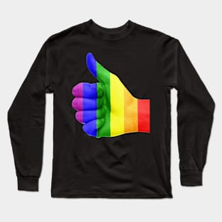 Rainbow Stripe Thumbs Up Long Sleeve T-Shirt